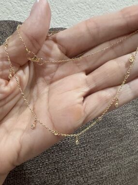 Certified 0.45CT Natural Diamond Dangle Necklace 14K YG Bezel Set 20”